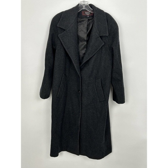 STEPHANIE MATTHEWS CHARCOAL GRAY soft 100% WOOL Coat Women Size 10 P (Flaw) - Picture 3 of 16